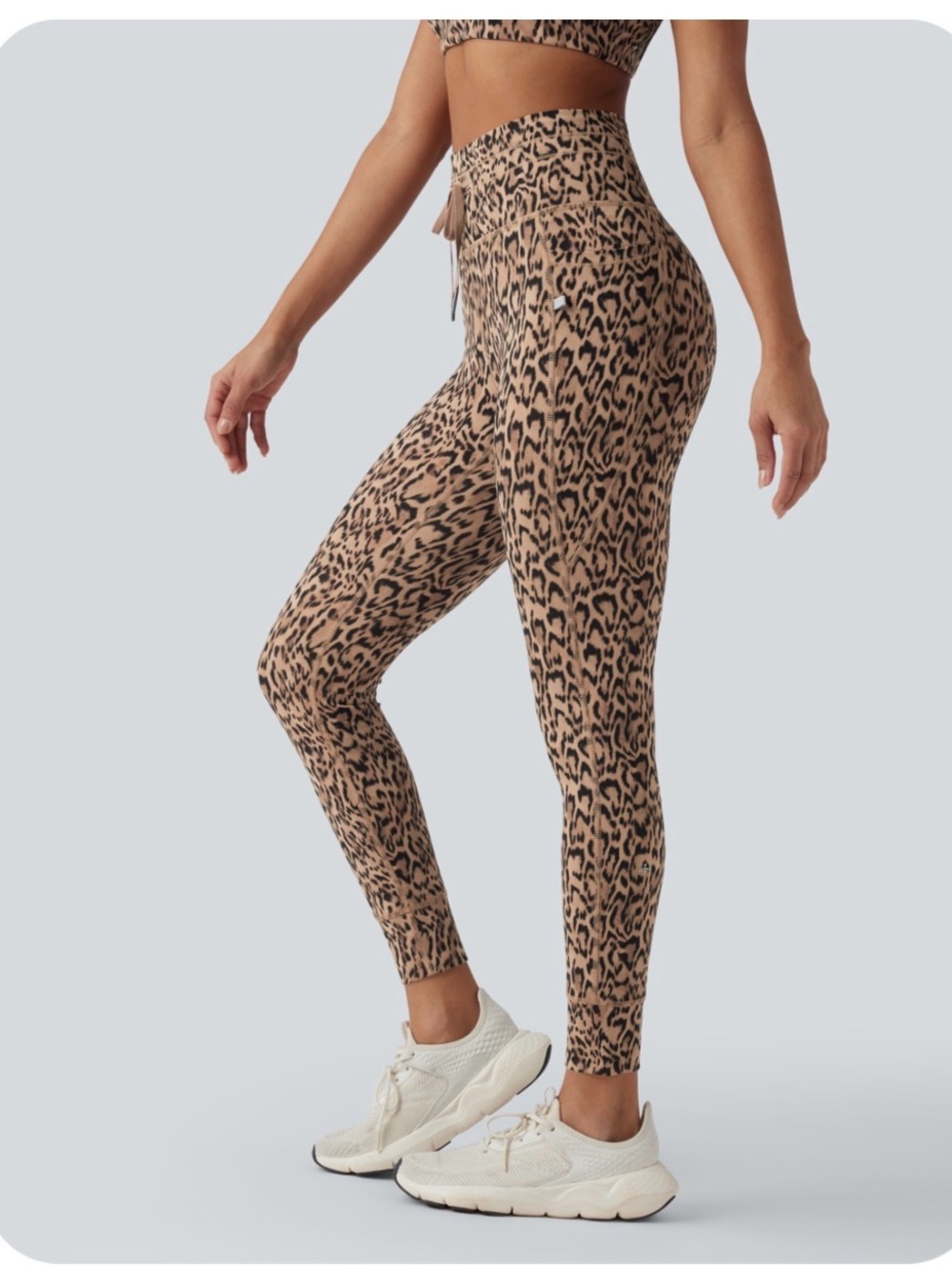 HALARA High-Waist Leopard Print Leggings - Beige & Black